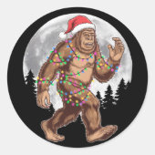 Bigfoot kerstboom lampjes paasquatch ronde sticker (Voorkant)