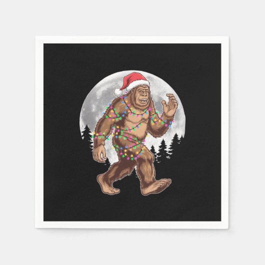 Bigfoot kerstboom lampjes paasquatch servet (Voorkant)