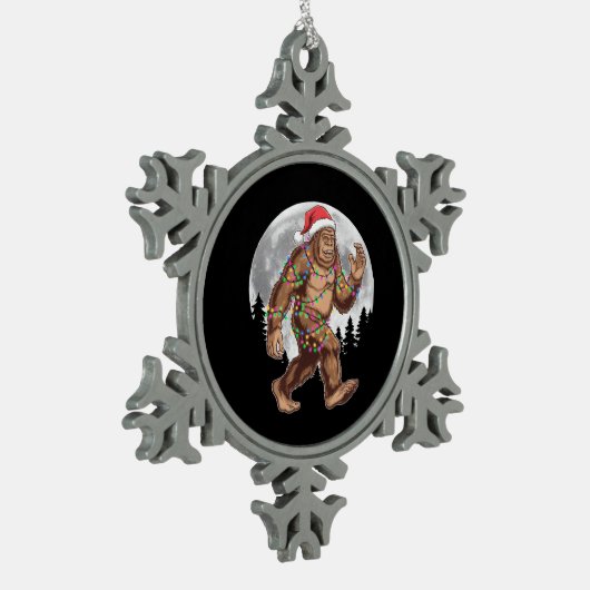 Bigfoot kerstboom lampjes paasquatch tin sneeuwvlok ornament (Links)