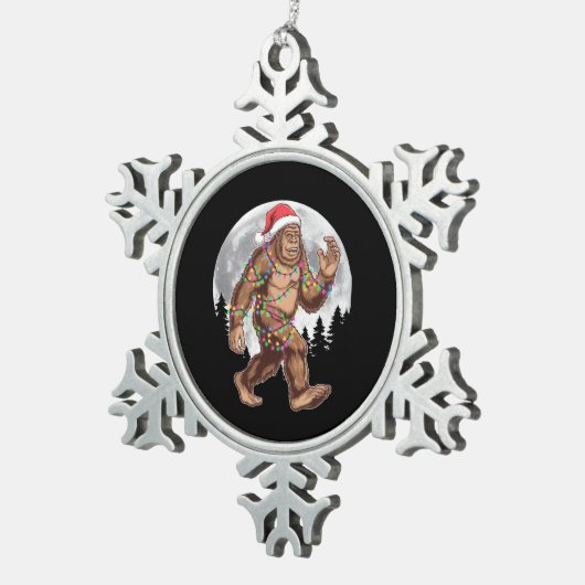 Bigfoot kerstboom lampjes paasquatch tin sneeuwvlok ornament (Rechts)