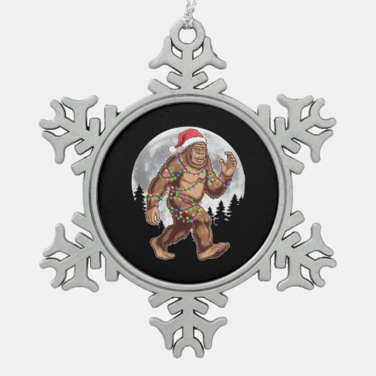 Bigfoot kerstboom lampjes paasquatch tin sneeuwvlok ornament (Voorkant)