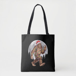 Bigfoot kerstboom lampjes paasquatch tote bag