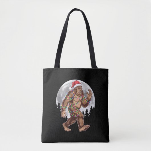 Bigfoot kerstboom lampjes paasquatch tote bag (Voorkant)