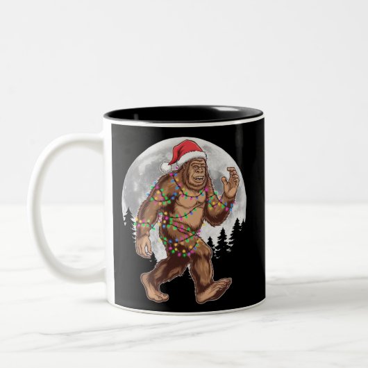 Bigfoot kerstboom lampjes paasquatch tweekleurige koffiemok (Links)