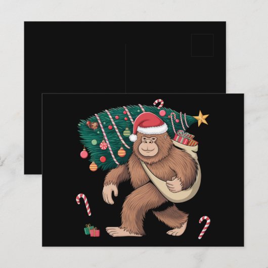 Bigfoot kerstboom lampjes Xmas sasquatch Lover Briefkaart (Voorkant / Achterkant)