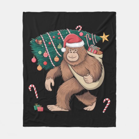 Bigfoot kerstboom lampjes Xmas sasquatch Lover Fleece Deken (Voorkant)