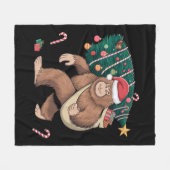 Bigfoot kerstboom lampjes Xmas sasquatch Lover Fleece Deken (Voorkant (Horizontaal))
