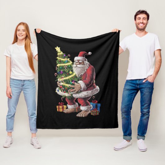 Bigfoot kerstboom lampjes Xmas sasquatch Lover Fleece Deken (In situ)