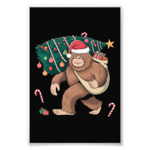 Bigfoot kerstboom lampjes Xmas sasquatch Lover Foto Afdruk