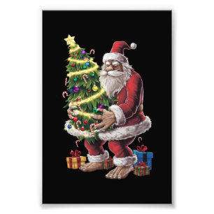 Bigfoot kerstboom lampjes Xmas sasquatch Lover Foto Afdruk
