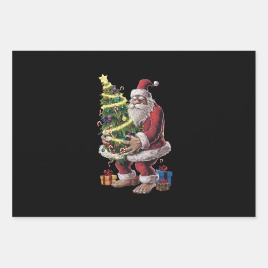 Bigfoot kerstboom lampjes Xmas sasquatch Lover Inpakpapier Vel (Voorkant)