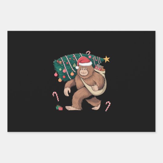 Bigfoot kerstboom lampjes Xmas sasquatch Lover Inpakpapier Vel (Voorkant)