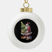 Bigfoot kerstboom lampjes Xmas sasquatch Lover Keramische Bal Ornament (Voorkant)