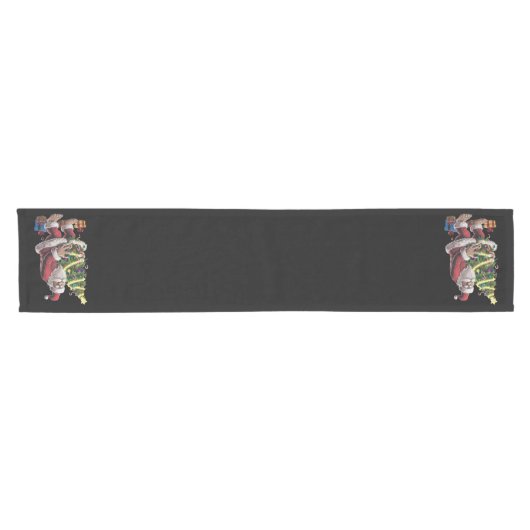 Bigfoot kerstboom lampjes Xmas sasquatch Lover Korte Tafelloper (Horizontaal)