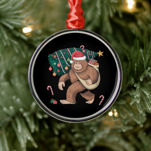 Bigfoot kerstboom lampjes Xmas sasquatch Lover Metalen Ornament (Boom)