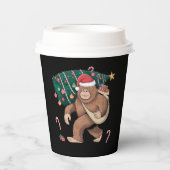 Bigfoot kerstboom lampjes Xmas sasquatch Lover Papieren Bekers (Voorkant)