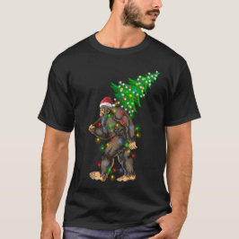 Bigfoot kerstboom lampjes Xmas sasquatch Lover T-shirt