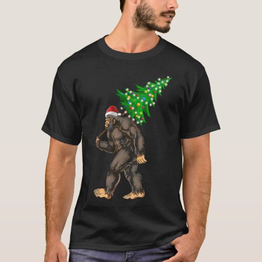 Bigfoot kerstboom lampjes Xmas sasquatch Lover T-shirt (Voorkant)