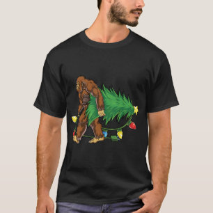 Bigfoot kerstboom lampjes Xmas sasquatch Lover T-shirt