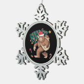 Bigfoot kerstboom lampjes Xmas sasquatch Lover Tin Sneeuwvlok Ornament (Rechts)