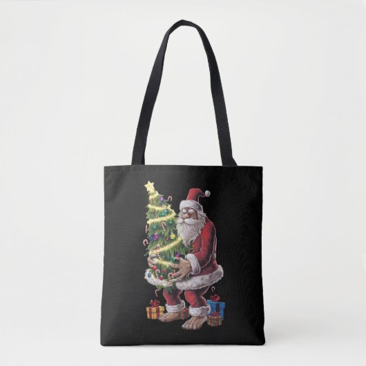 Bigfoot kerstboom lampjes Xmas sasquatch Lover Tote Bag (Voorkant)