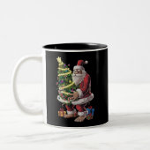 Bigfoot kerstboom lampjes Xmas sasquatch Lover Tweekleurige Koffiemok (Links)