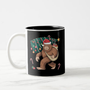 Bigfoot kerstboom lampjes Xmas sasquatch Lover Tweekleurige Koffiemok