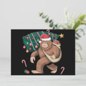 Bigfoot Kerstboom Lichtjes Kerst Sasquatch Liefheb Feestdagenkaart (Staand voorkant)