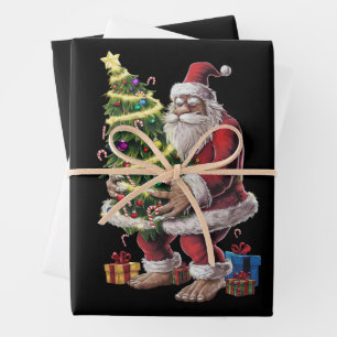 Bigfoot Kerstboom Lichtjes Kerst Sasquatch Liefheb Inpakpapier Vel