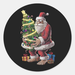 Bigfoot Kerstboom Lichtjes Xmas Sasquatch Liefhebb Ronde Sticker