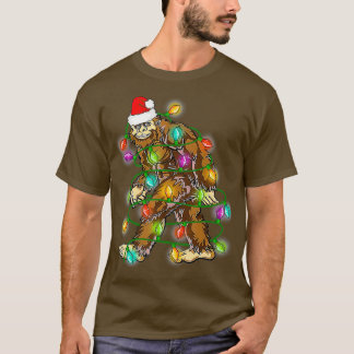Bigfoot kerstboom - lights jums t-shirt