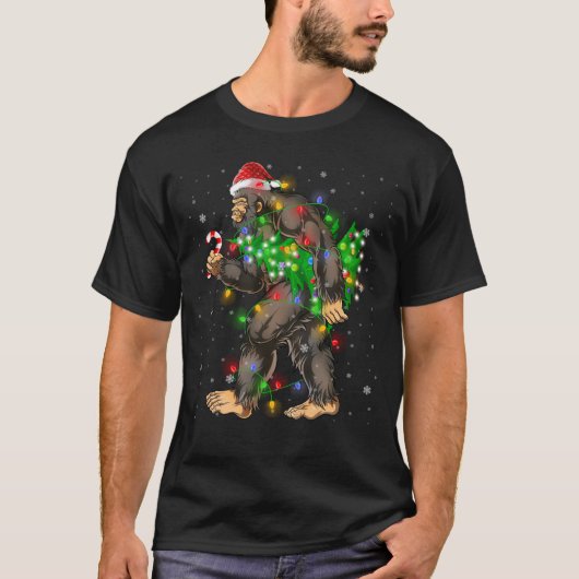 Bigfoot kerstboom - lights jums t-shirt (Voorkant)
