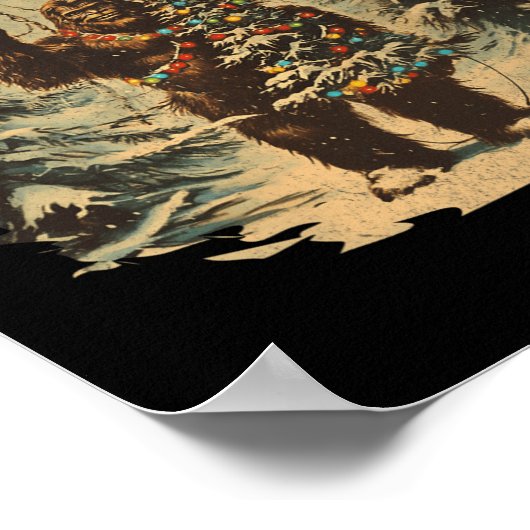 Bigfoot Kerstboom Lights Tarot Xmas Sasquatch Poster (Hoek)