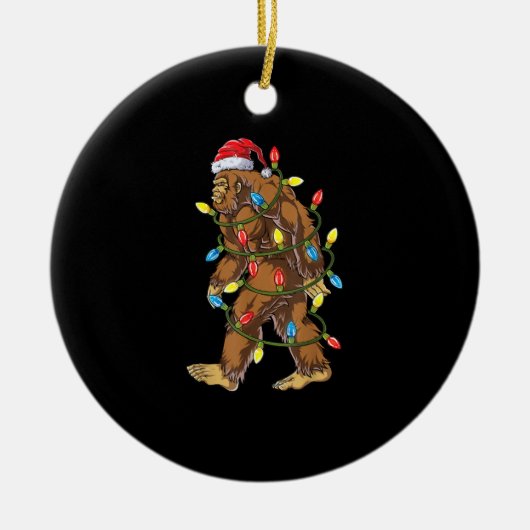 Bigfoot kerstboom Lights Xmas Boys Mannen Keramisch Ornament (Voorkant)