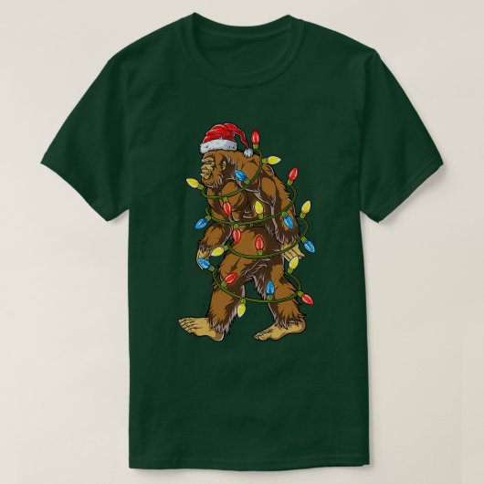 Bigfoot kerstboom Lights Xmas Boys Mannen T-shirt (Design voorkant)