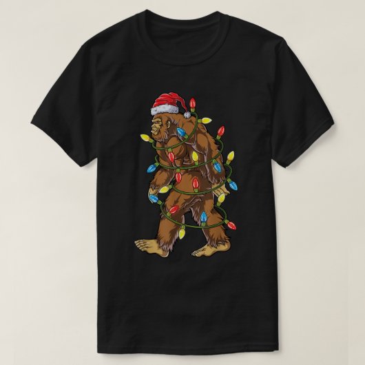 Bigfoot kerstboom Lights Xmas Boys Mannen T-shirt (Design voorkant)