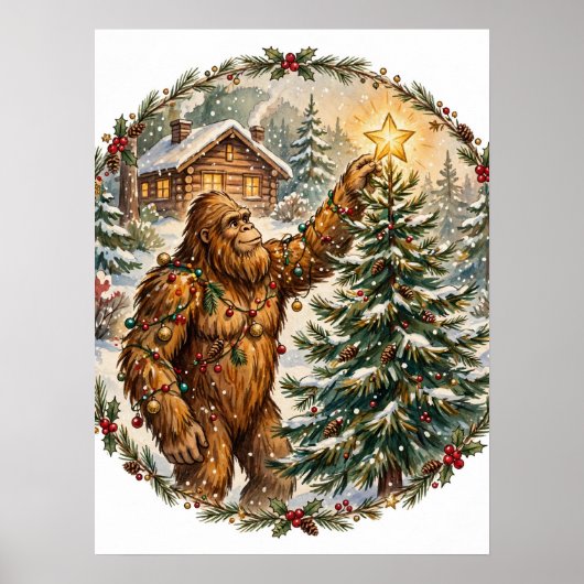 Bigfoot Kerstboom Poster (Voorkant)