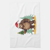 Bigfoot Kerstboom Sinterklaas Hoed (4) Theedoek (Verticaal)