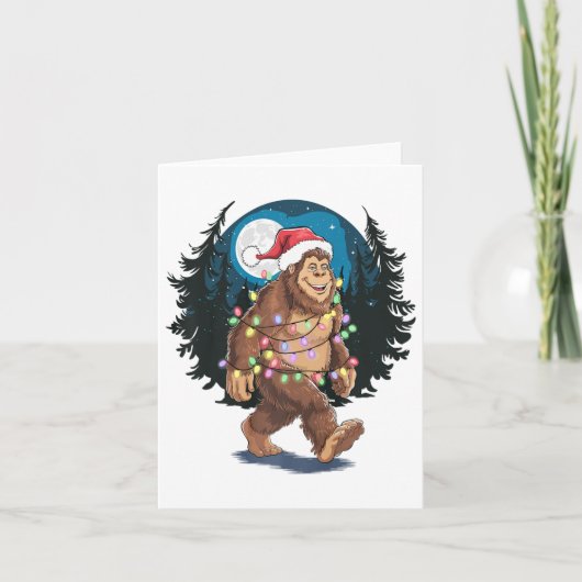 Bigfoot kerstboom verlicht Funny Xmas Sas Kaart (Voorkant)
