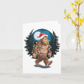Bigfoot kerstboom verlicht Funny Xmas Sas Kaart (Gele Bloem)