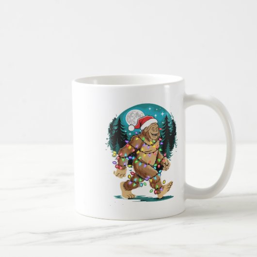 Bigfoot kerstboom verlicht Funny Xmas Sas Koffiemok (Rechts)