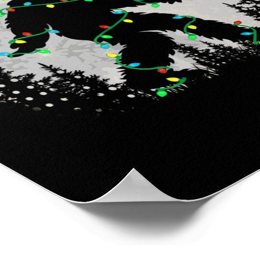 Bigfoot kerstboom verlicht Funny Xmas Sas Poster (Hoek)