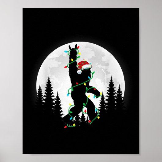 Bigfoot kerstboom verlicht Funny Xmas Sas Poster (Voorkant)