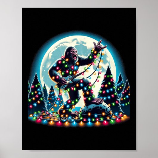 Bigfoot kerstboom verlicht Funny Xmas Sas Poster (Voorkant)