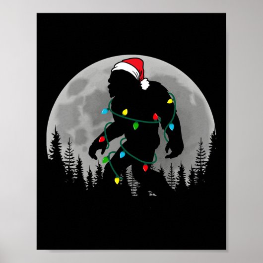 Bigfoot kerstboom verlicht Funny Xmas Sas Poster (Voorkant)