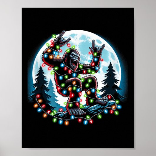 Bigfoot kerstboom verlicht Funny Xmas Sas Poster (Voorkant)