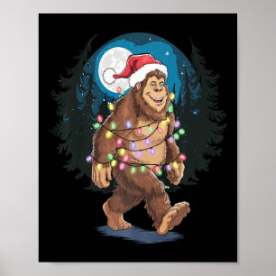Bigfoot kerstboom verlicht Funny Xmas Sas Poster
