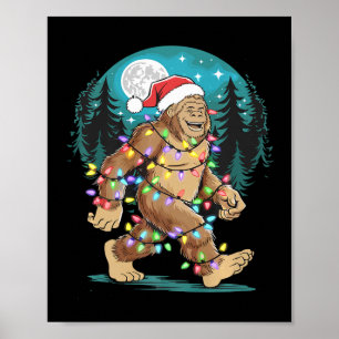Bigfoot kerstboom verlicht Funny Xmas Sas Poster