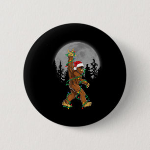 Bigfoot kerstboom verlicht Funny Xmas Sas Ronde Button 5,7 Cm