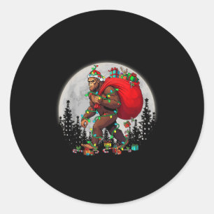 Bigfoot kerstboom verlicht Funny Xmas Sas Ronde Sticker